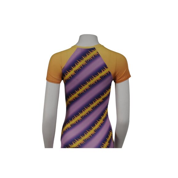 Maisie Wilen Womens Purple Yellow Slinky Baseball Dress Medium Poly Stretch - Picture 6 of 10